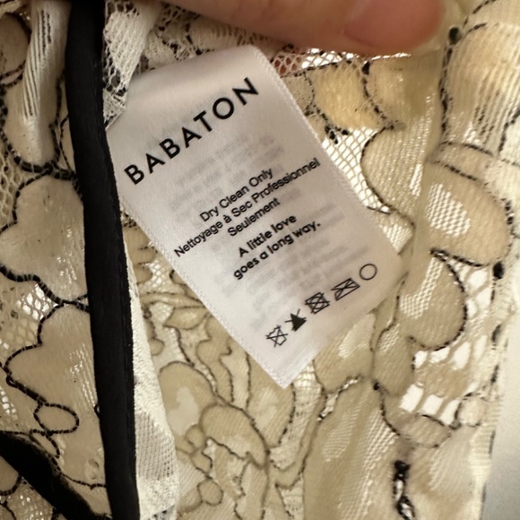 Aritzia Babaton Hopkins Blouse Size XS Sheer Floral Lace Birch Black - Picture 6 of 7